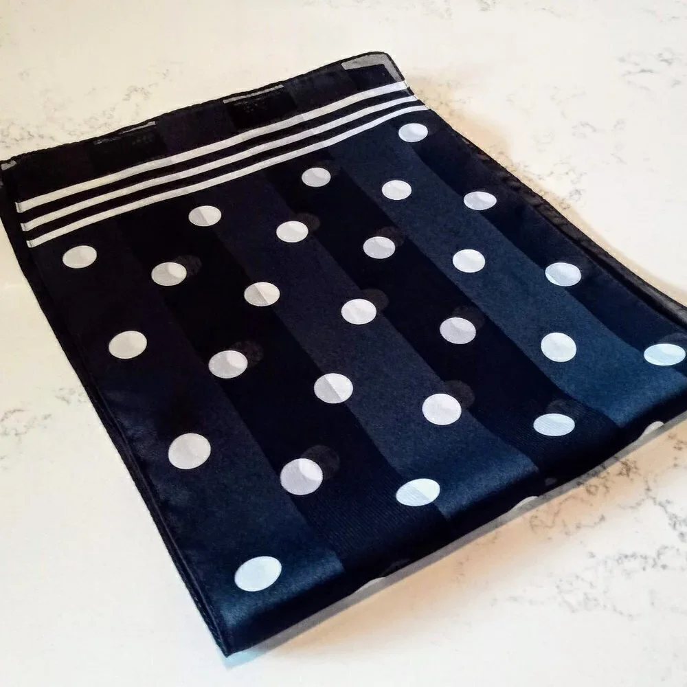 Vintage Polka Dot Stripe Sheer Oblong Scarf